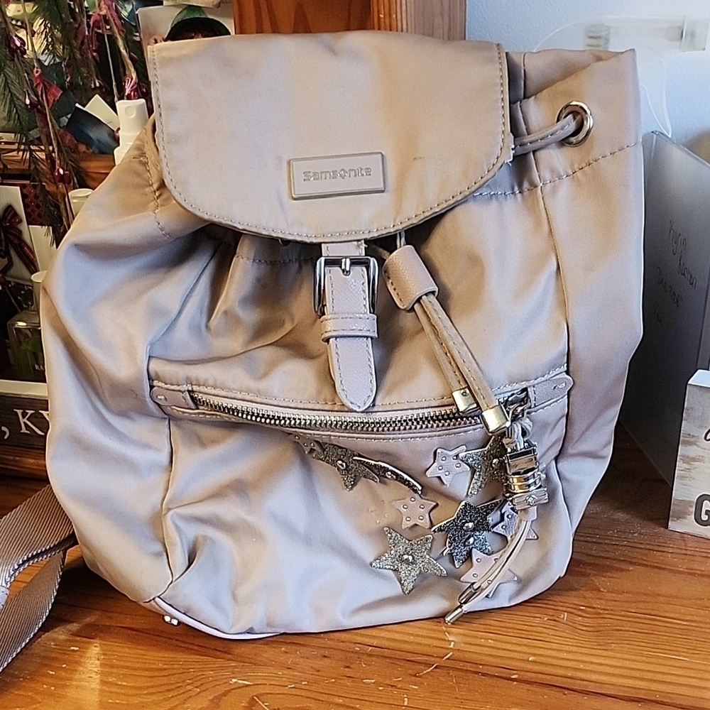 Samsonite Beige/pink Rose Backpack with Star Accents